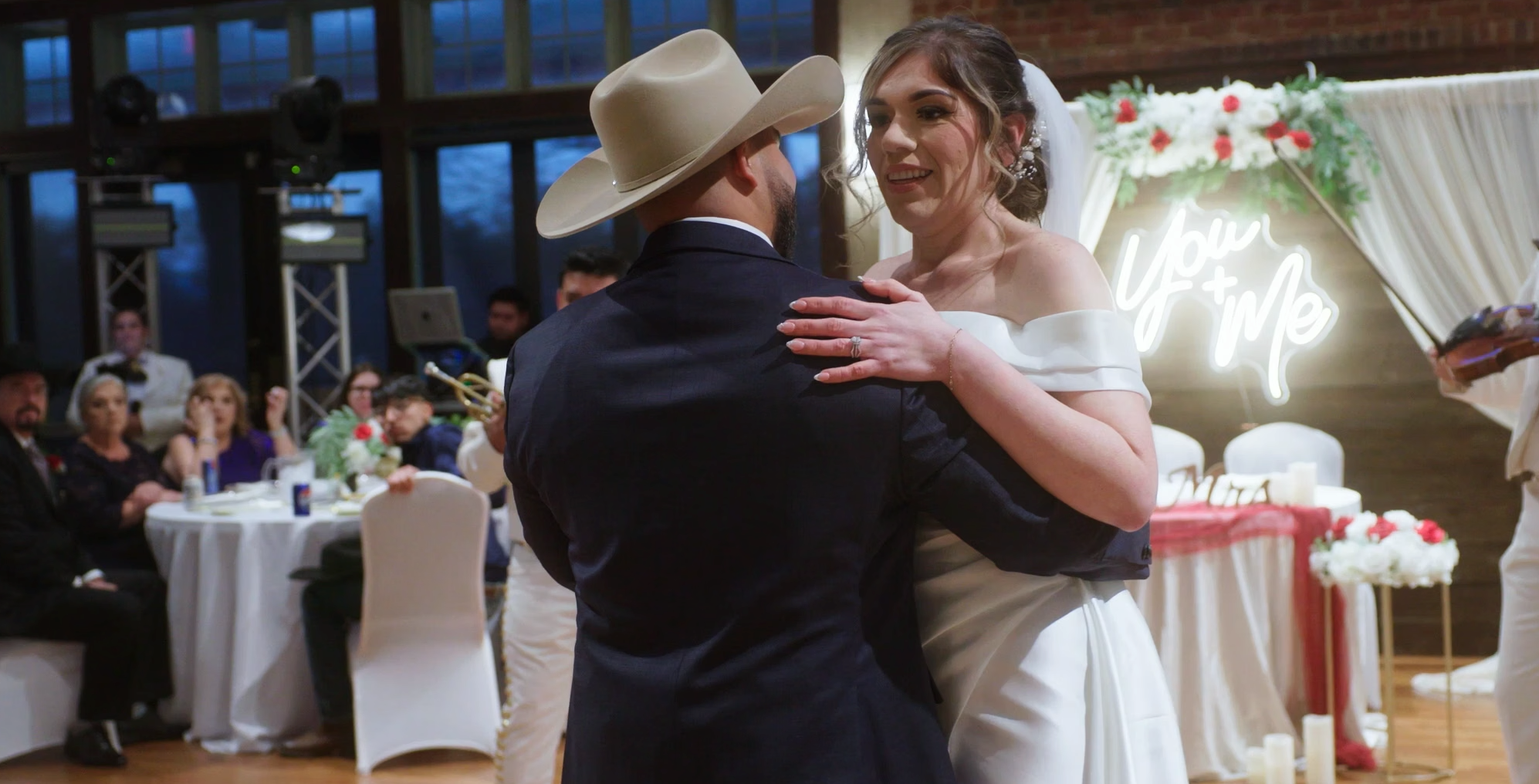 Bride and groom sharing their first dance